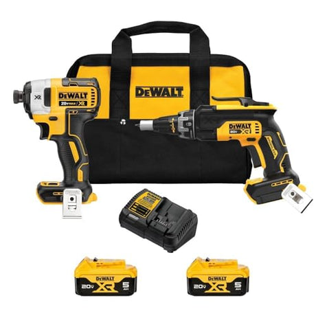 DEWALT 20V MAX XR Drywall Screw Gun and Impact Driver, Power Tool Combo Kit, 2 Batteries and Charger Included (DCK268P2) DEWALT