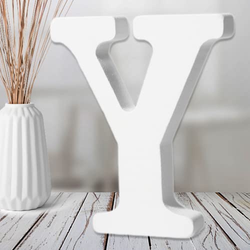 AOCEAN 6 Inch White Wood Letters Unfinished Wood Letters for Wall Decor Decorative Standing Letters Slices Sign Board Decoration for Craft Home Party AOCEAN