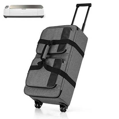 LUXJA Rolling Tote Compatible with Cricut Explore Air (Air2) and Maker, Carrying Case with Wheels and Storage Pockets Compatible with Cricut Die-Cut - WoodArtSupply