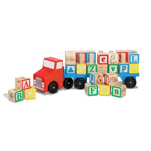 Melissa & Doug Alphabet Blocks Wooden Truck Educational Toy - WoodArtSupply