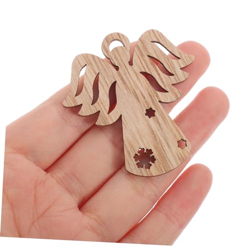 VOSAREA 50pcs Wooden Angel Pendant Christmas Wood Cutouts Small Wood Angel Cutouts Holiday Nursery Decor Blank Drawing Wing Hollow Out Angel Wings VOSAREA
