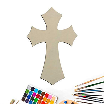 Creaides Wooden Cross DIY Crafts Cutouts Cross Shaped Unfinished Wood Slices Embellishments Ornaments for DIY Projects Halloween Christmas Party