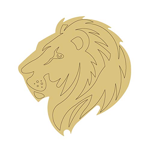 Lion Head Design by Lines Cutout Unfinished Wood Animal Zoo Wildlife Safari Door Hanger Kids Craft MDF Shaped Canvas Style 1 Art 1 (18") Diverse Woodworking