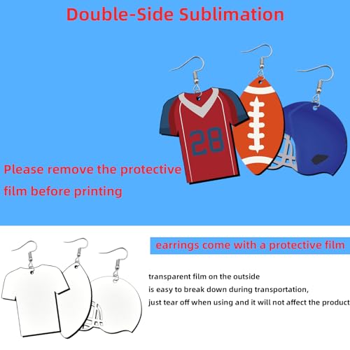 24 PCS Sublimation Earring Wooden Blanks Bulk MDF for Sublimation Football Earrings Double-Sided with Earring Hooks and Jump Rings DIY Sublimation - WoodArtSupply