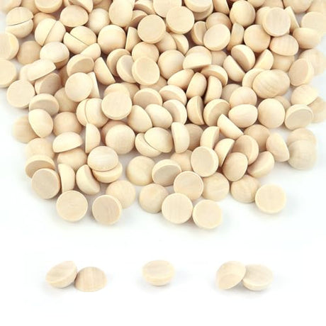 200 Pcs Half Wood Balls, Unfinished Round Split Wood Balls for Paint DIY Craft Kids Arts Toy Home Party Decoration (12mm) Tenalleys