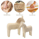 Unfinished Wooden Horse DIY Figurine: 2Pcs Blank Unpainted Dala Horse Models Kids Painting Toy for DIY Crafts Table Decoration Happyyami