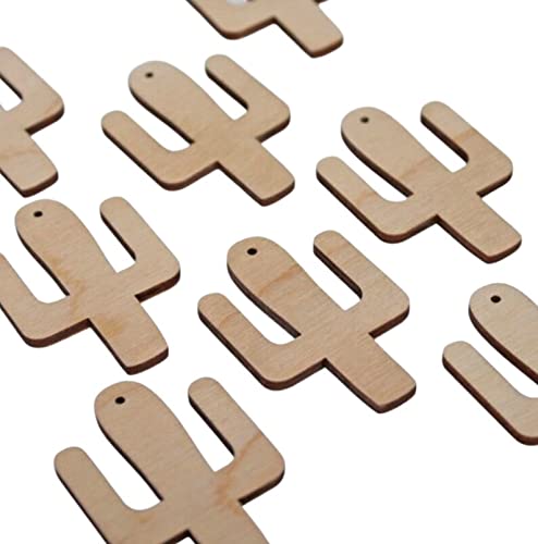 ALL SIZES BULK (12pc to 100pc) Unfinished Wood Wooden Laser Solid Cactus Dangle Earring Jewelry Blanks Charms Shape Crafts Made in Texas Texan Wood Crafts