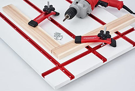 STRONGROWTH T track woodworking System Accessories- T-Track and Hold Down Clamps (T-Track Clamps 4pk) STRONGROWTH