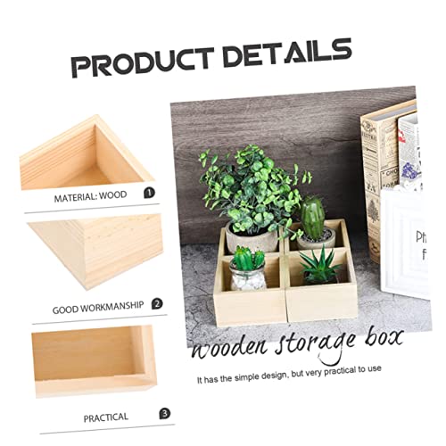 TEHAUX 6pcs Box Storage Wooden Box Without Lid Desktop Storage Craft Storage Containers Wooden Crates Unfinished Jewelry Organizer Tray Wooden Crafts TEHAUX