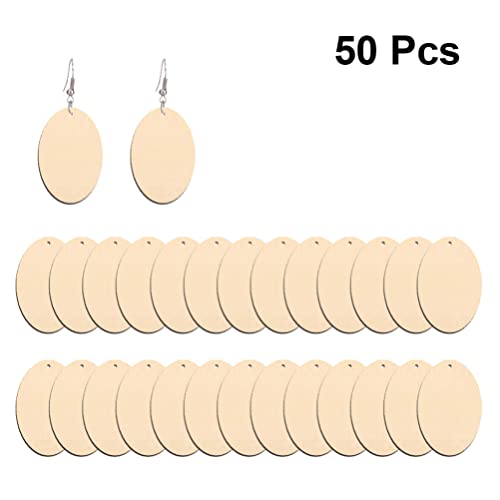 Unfinished Wood Blank Earrings 50pcs Wooden Craft Drop Dangle Earrings for DIY Jewelry Making Materials TOYANDONA