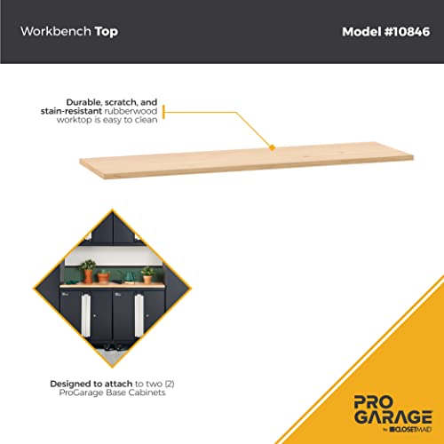 ClosetMaid ProGarage Workbench Top, Heavy Duty Rubberwood, Scratch Resistant, Durable, for Garage or Workshop ClosetMaid