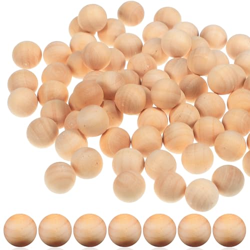 KALLORY Unfinished Wooden Round Balls, 100pcs Natural Small Wood Balls 12mm Gnome Gnome Noses Loose Wooden Beads for DIY Crafts Jewelry Making Art KALLORY