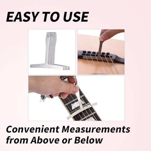 9 Pcs Guitar Radius Gauge Set String Gauges and Fretboard Luthier Tools for Guitar Repair Bass Music Tool Kit with Understring Radius Gauge BRBASAP