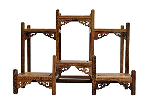 NWFashion Chinese Wooden Assemble Display Stand Symmetric Short Floor Curio Cabinets Shelf (1) NWFashion