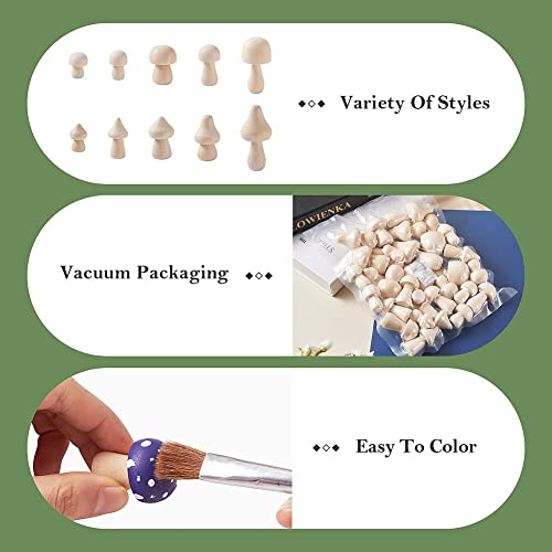KISSITTY 30pcs Wood Mushrooms Unfinished Wooden Mushroom Craft Figures Embellishments Decorations for Home Garden Miniature Ornaments Decor Painting KISSITTY