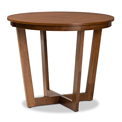 Baxton Studio Alayna Modern and Contemporary Walnut Brown Finished 35-Inch-Wide Round Wood Dining Table - WoodArtSupply