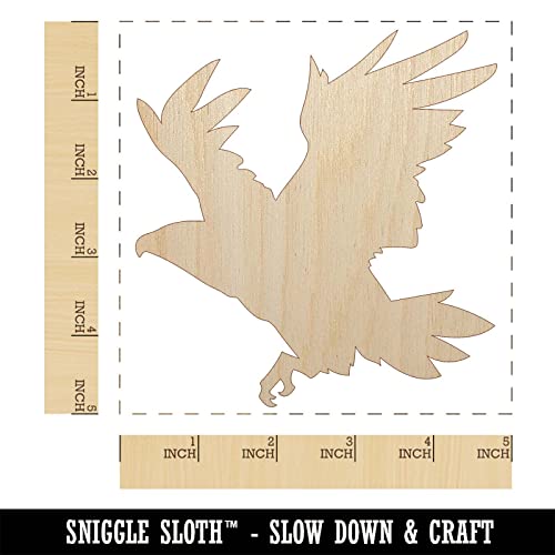 Patriotic American Bald Eagle Flying Unfinished Wood Shape Piece Cutout for DIY Craft Projects - 1/4 Inch Thick - 4.70 Inch Size Sniggle Sloth
