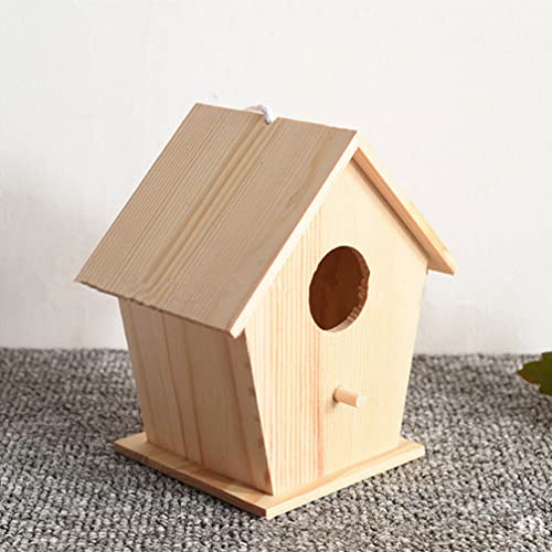 Toddmomy Kids Outdoor Toys Unfinished Wood Hanging Birdhouse Kit 2 Sets Unpainted Bird Houses to Paint for Arts DIY Craft Outdoor Playset Toddmomy