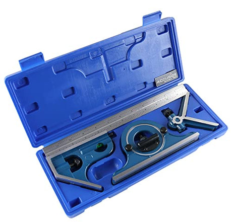 Accusize Industrial Tools 12'' 4 Combination Square Ruler Set Protractor Satin, 4-R Graduation, 0000-8101 Accusize Industrial Tools
