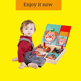 Wooden Magnetic Jigsaw Puzzles Toy, Toddler Craft Toys Educational Travel Puzzle Games Double Sided Drawing Easel for Boys and Girls QIAONIUNIU