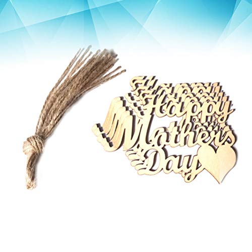 Amosfun 10pcs Mother's Day Wood Cutouts Decorations Wood Gift Tags Mother's Day Gifts Party Favors