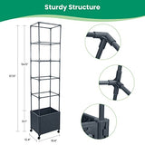 GREEN MOUNT Raised Garden Bed Planter Box with Trellis for Climbing Vegetables Plants, 67.6" Outdoor Tomatoes Planters Tomato Cage w/Wheels GREEN MOUNT