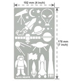 Aleks Melnyk #23 Metal Journal Stencil, Rocket Ship, Alien Head Stencil Small, Space Stencil for Painting, Constellation, Planet, UFO, Template Wood - WoodArtSupply