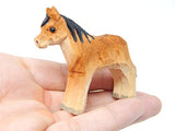Selsela Horse Wood Figurine - Small Farm Animal Pony Gift Handmade Art Carving Decoration Miniature Animals Girl Women Selsela