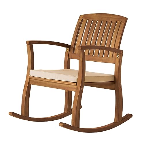 Christopher Knight Home Selma Acacia Rocking Chair with Cushion, Teak Finish Christopher Knight Home