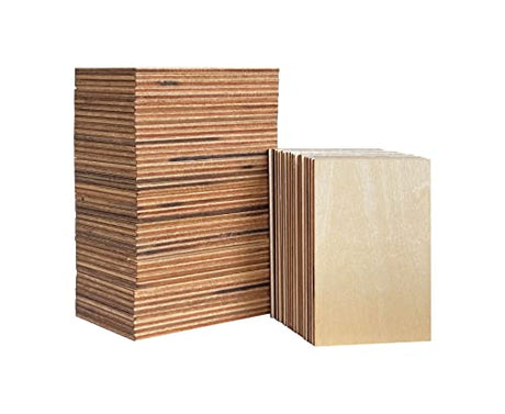 60 Pack 2x3 Inch Unfinished Rectangle Wood Cutouts Wooden Tiles for Crafts Cregugua