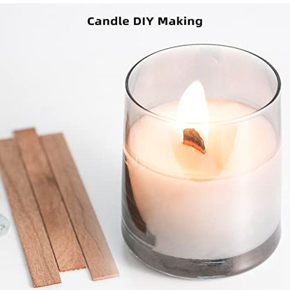 Ziosxin 50set Candle Wick,Thicken Smokeless Cherry Wood Wicks for Candles-Long Lasting Flame-Easily Burn,Natural Candle Cores with Stand and Glue - WoodArtSupply