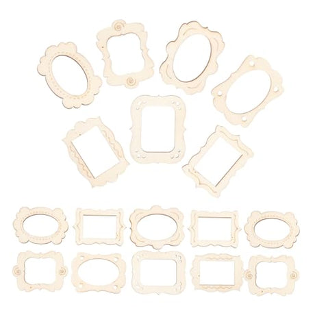 Operitacx 20pcs Small Photo Frame Wooden Shapes to Paint Blank Graffiti Cutouts Unfinished Wood Slices Undyed Photo Frame Pendants Wooden Picture Operitacx