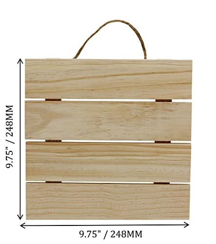 Creative Hobbies 10x10 Inch Unfinished Wood Hanging Plaque - DIY Wood Pallet Sign, Notch Banner, Hanging Wooden Sign, Wood Slice, Decorative Plaque,