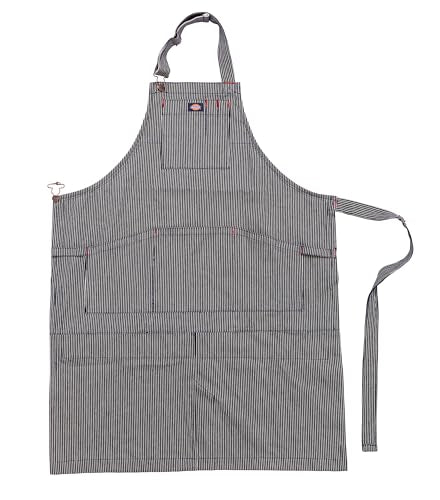 Dickies 6-Pocket Chef and Workshop Apron, Durable Canvas Construction, One Size, Hickory Stripe Pattern, Blue and White (57150) Dickies