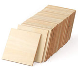 ilauke Unfinished Wood Pieces 50 Pcs 4 Inch Wood Square Blank Natural Wood Slices Wooden Squares Cutouts for Crafts Wood Burning Painting Staining ilauke