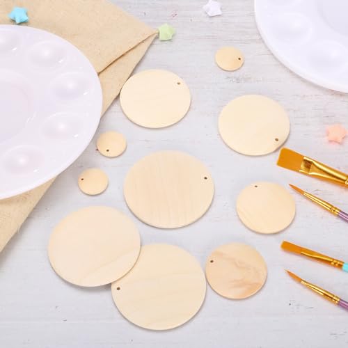 uxcell Round Wooden Discs, 20Pcs 35mm - Log Unfinished Wood Circles with Holes, Wood Ornaments for Crafts, DIY Jewelry Accessories, Birthday Board