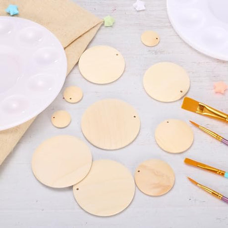 uxcell Round Wooden Discs, 50Pcs 35mm - Log Unfinished Wood Circles with Holes, Wood Ornaments for Crafts, DIY Jewelry Accessories, Birthday Board uxcell