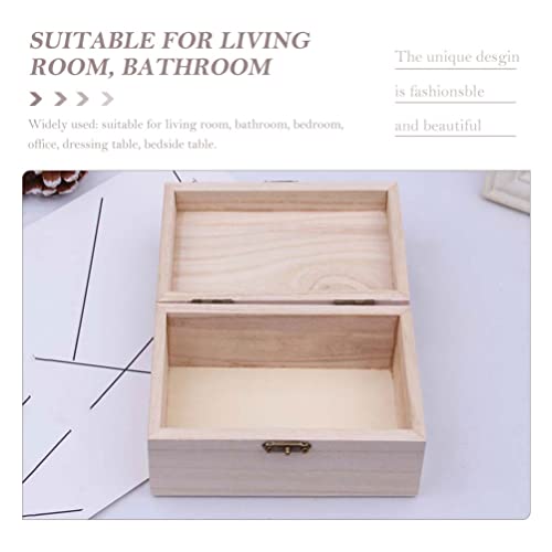 TOYANDONA 5Pcs Unfinished Wooden Boxes, Unfinished Wood Boxes Unpainted Wooden Boxes for Crafts DIY Wood Box with Hinged Lid Art Hobbies Jewelry Box TOYANDONA