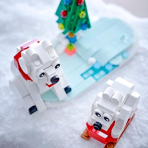 LEGO Wintertime Polar Bears 40571 Christmas Décor Building Kit, Polar Bear Gift, Great Stocking Stuffer for Kids, Features a Christmas Tree Toy and - WoodArtSupply