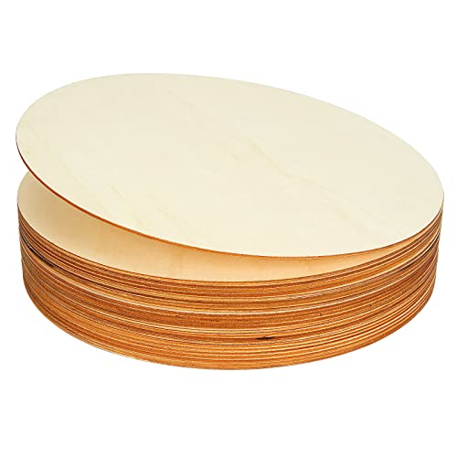 24 Pack 12 Inch Wood Rounds Unfinished Basswood Plywood Wooden Sheets Blank Wood Circle for Crafts Painting School Projects Door Hanger Wood Burning
