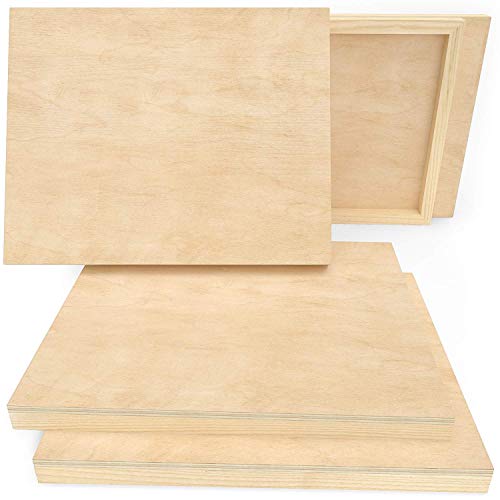 Arteza Wooden Canvas Board, 8x10 Inch, Pack of 5, Birch Wood, Cradled Artist Wood Panels for Painting, Encaustic Art, Wood Burning, Pouring, Use with