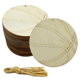 20pcs Unfinished Basketball Wood Cutouts Basketball Wood DIY Crafts Cutouts Blank Wooden Basketball Shaped Hanging Ornaments KRSHEMDE