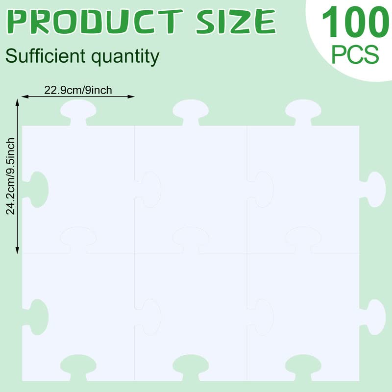 Glenmal 100 Pcs White Blank Puzzle Papers Oversize Puzzles Large White Puzzle Pieces for Adult to Draw and Write and Makes Huge Art Display Glenmal