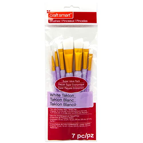 White Taklon Angular Brushes Super Value Pack By Craft Smart 7 piece CraftsMart