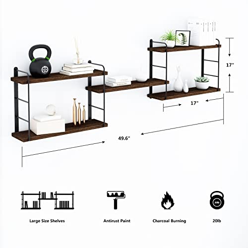 Rustic Wall Mounted Floating Shelves by MXCSE – Stylish Wood Storage Solution for Any Room - WoodArtSupply