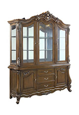 Acme Latisha Wooden Hutch and Buffet with Glass Doors in Antique Oak ACME Furniture