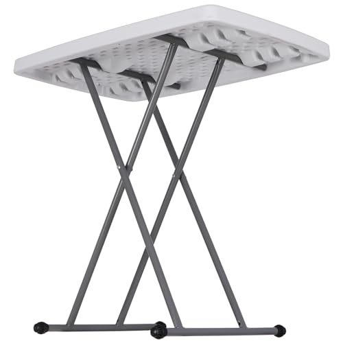 SUPER DEAL 2.5 Foot Plastic Folding Table, Indoor Outdoor Portable Heavy Duty Adjustable Height Kitchen or Camping Barbecues Picnic Party Table, - WoodArtSupply