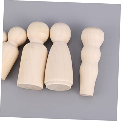 Wooden Peg Doll Unfinished Wooden People Plain Blank Bodies Angel Dolls for DIY Craft Pack of 20, Brown