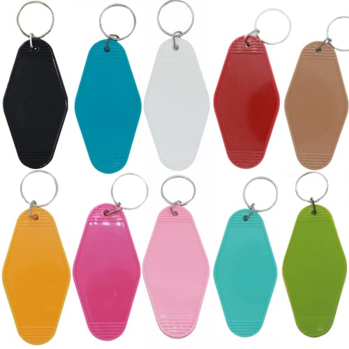 Nwsrayu 10pcs Blank Hotel Keychains Bulk Vintage Motel Keychain Vinyl HTV printing Keychains DIY Keychain tags (Mix 10) Nwsrayu