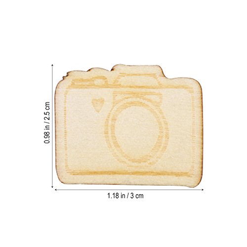 SUPVOX 20pcs Unfinished Wood Cutout Wooden Camera Shape Natural Wood Pieces for DIY Arts Crafts Projects SUPVOX